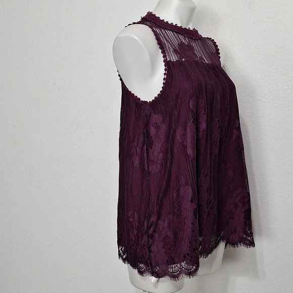 Taylor & Sage Whimsygoth Mesh Witchy Embroidered Lace Babydoll Purple Top Size L - Picture 6 of 10